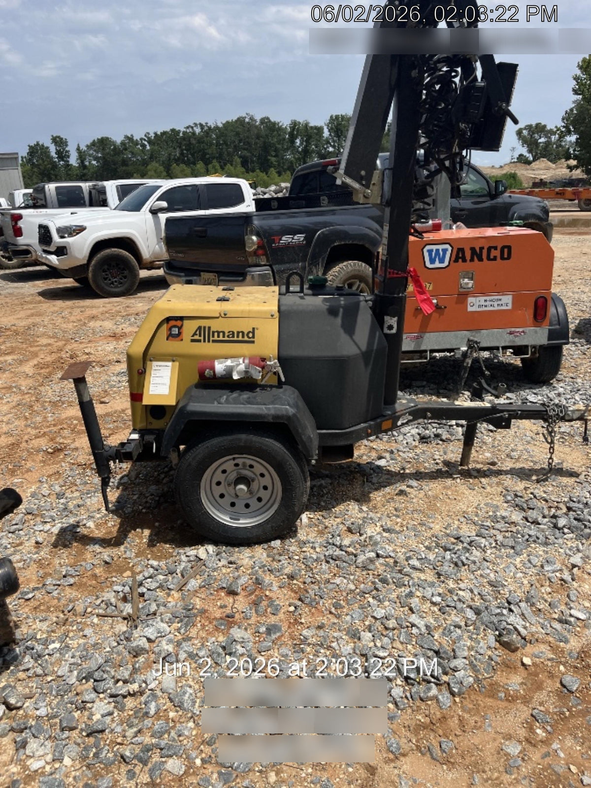 2022 Allmand NLV3GR (4) LED Light Fixture 350W, 23' Vertical Mast, 3kW Prime, Towable, Deep Sea L401, Leveling Jacks, Yanmar T4F 5.8hp