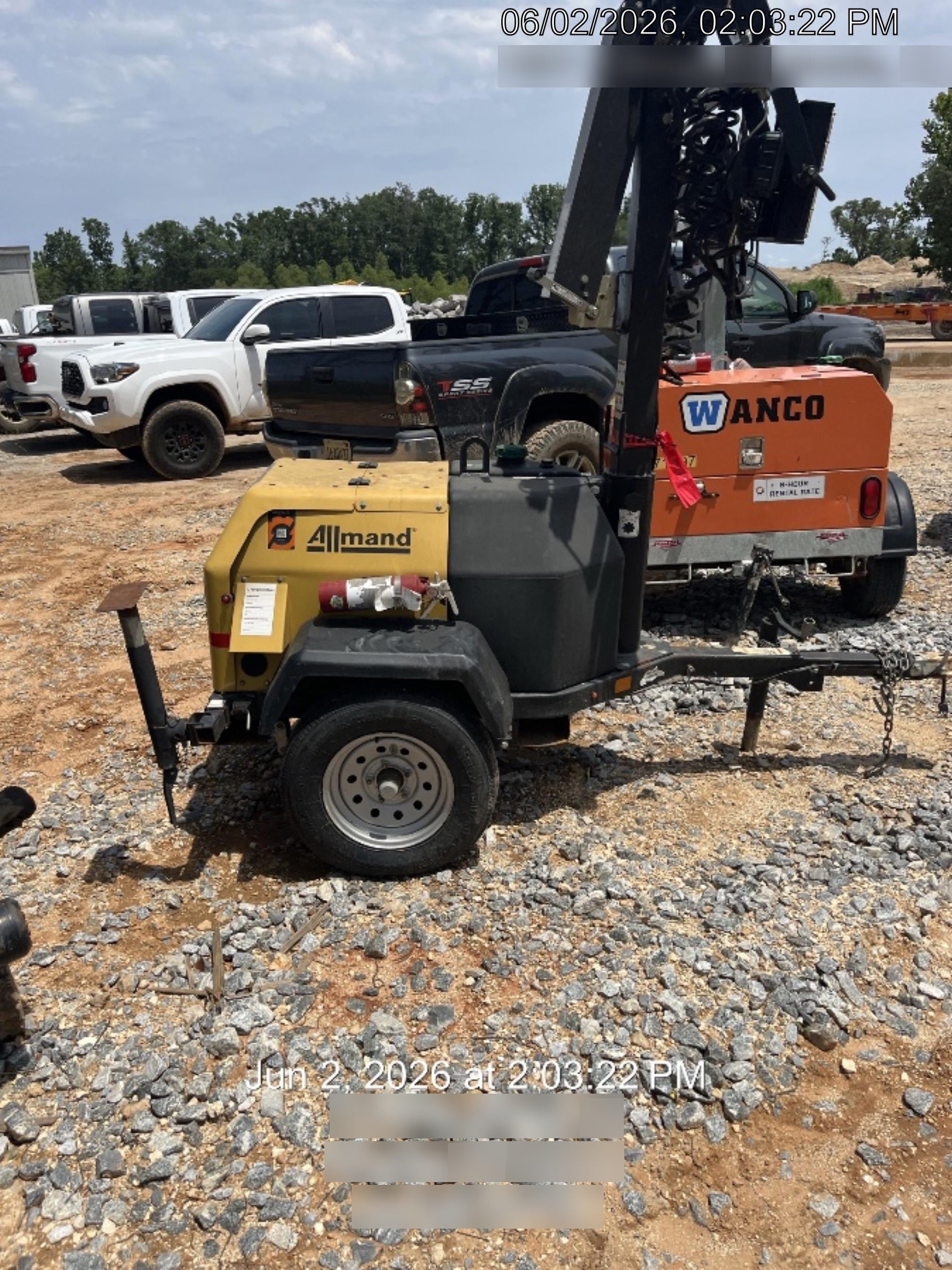 2022 Allmand NLV3GR (4) LED Light Fixture 350W, 23' Vertical Mast, 3kW Prime, Towable, Deep Sea L401, Leveling Jacks, Yanmar T4F 5.8hp