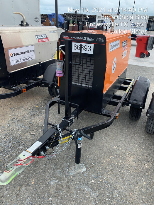 2021 Lincoln Electric Vantage 322 Vantage 322 Ready Pak 3 w/ Decals, ORANGE (includes trailer, cable rack, fender light kit) NO Telematics