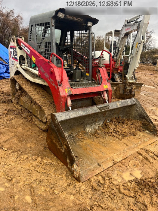2019 Takeuchi TL8 Canopy, 15" Wide Rubber Tracks, Back-up Alarm, Front & Rear Working Lights, Auxiliary Hydraulics, Two-Speed Travel, Electronic Monitoring System 76" HD Smooth Dirt Bucket with Bolt-On Edge, 20.3 cubic feet Capacity