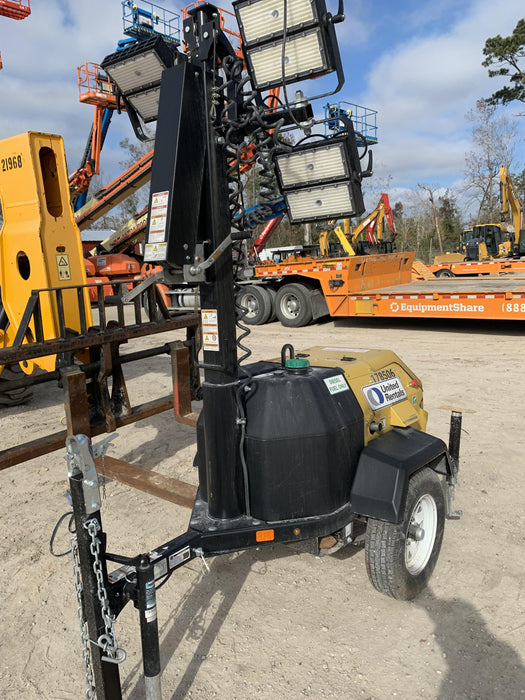 Allmand NLV3GR (4) LED Light Fixture 350W, 23' Vertical Mast, 3kW Prime, Towable, Deep Sea L401, Leveling Jacks, Yanmar T4F 5.8hp