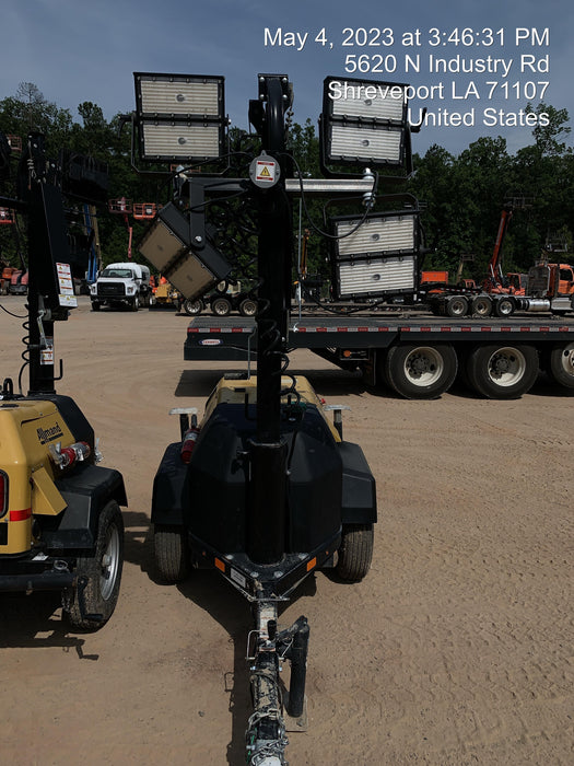 2022 Allmand NLV3GR (4) LED Light Fixture 350W, 23' Vertical Mast, 3kW Prime, Towable, Deep Sea L401, Leveling Jacks, Yanmar T4F 5.8hp