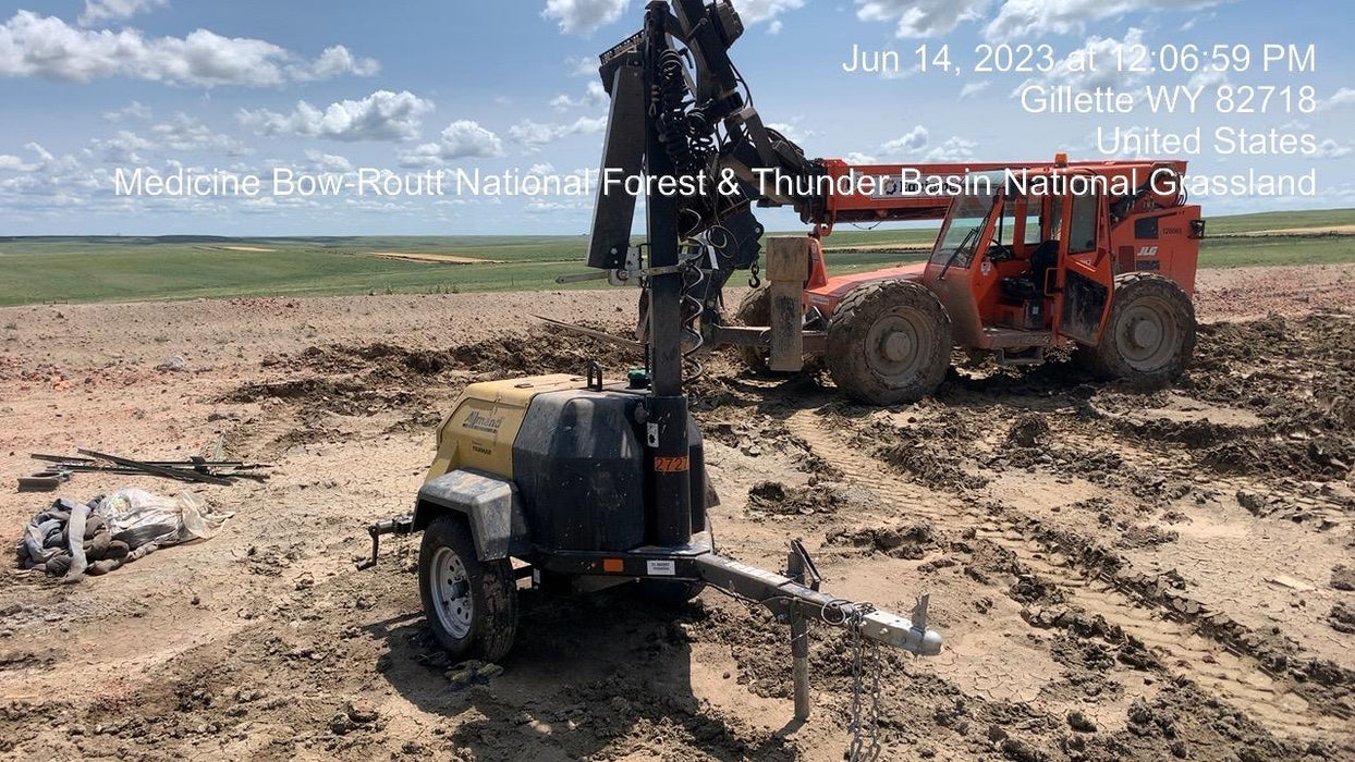 2022 Allmand NLV3GR (4) LED Light Fixture 350W, 23' Vertical Mast, 3kW Prime, Towable, ES Decals, T3