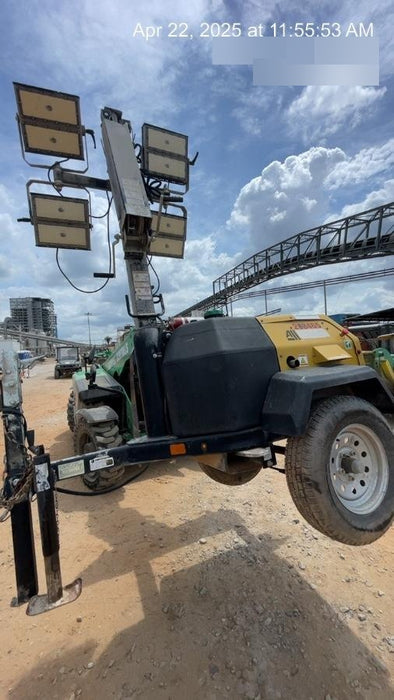 2022 Allmand NLV3GR (4) LED Light Fixture 350W, 23' Vertical Mast, 3kW Prime, Towable, Deep Sea L401, Leveling Jacks, Yanmar T4F 5.8hp