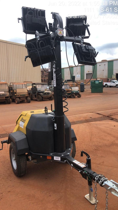 2022 Allmand NLV3GR (4) LED Light Fixture 350W, 23' Vertical Mast, 3kW Prime, Towable, Deep Sea L401, Leveling Jacks, Yanmar T4F 5.8hp