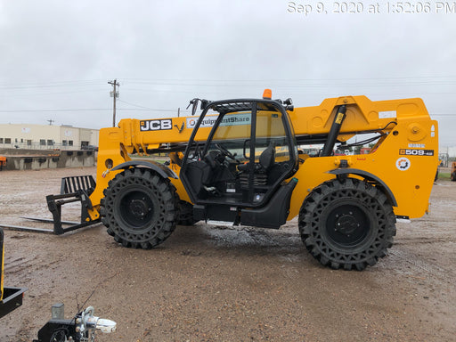 2020 JCB 509-42 Canopy, Solid Tires, Work Lights, Beacon, Aux Hydraulics, Back up Alarm, Lifting Eye, ES Decals