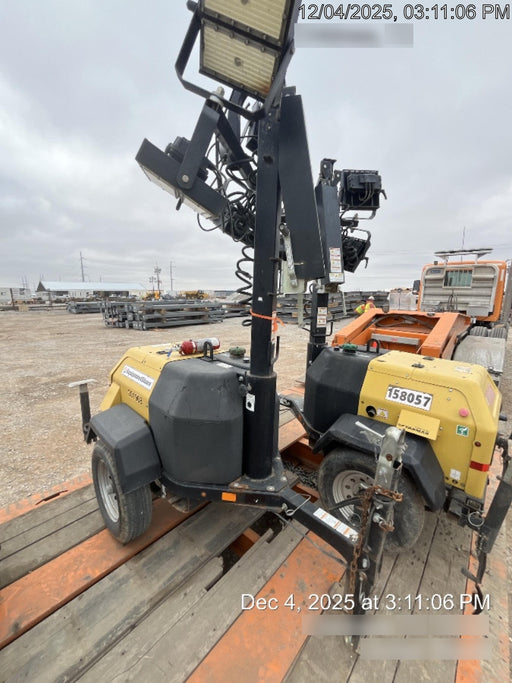 2022 Allmand NLV3GR (4) LED Light Fixture 350W, 23' Vertical Mast, 3kW Prime, Towable, Deep Sea L401, Leveling Jacks, Yanmar T4F 5.8hp