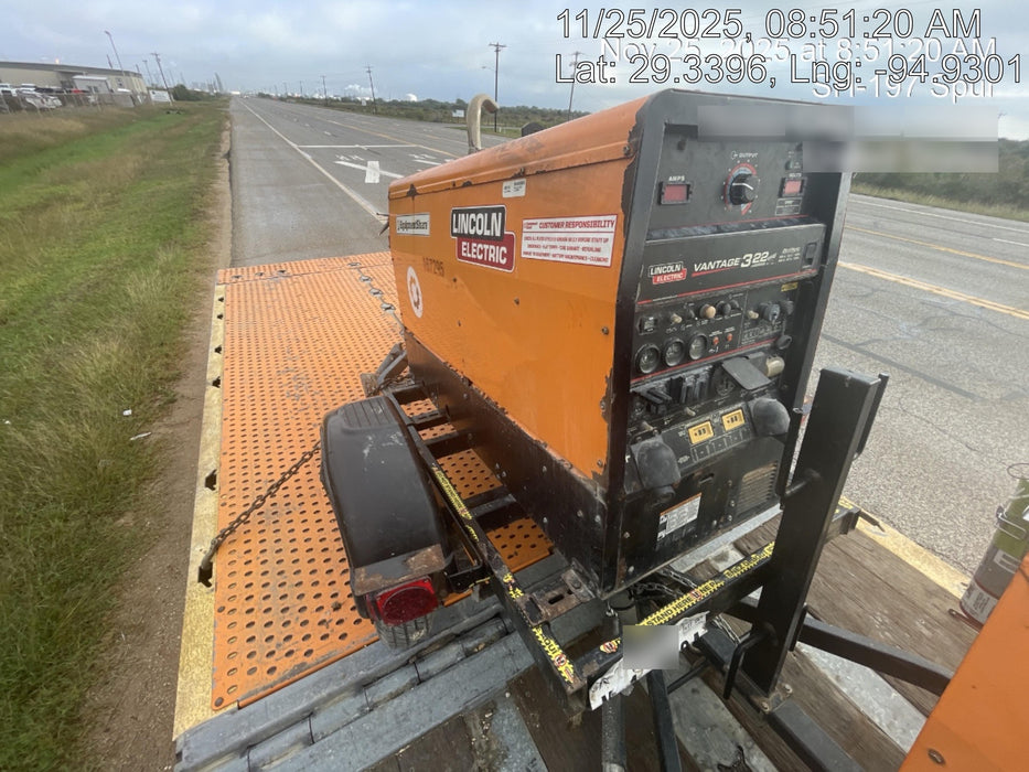 2021 Lincoln Electric Vantage 322 Vantage 322 Ready Pak 3 w/ Decals, ORANGE (includes trailer, cable rack, fender light kit) NO Telematics