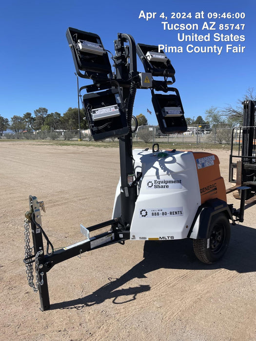 2024 Generac MLT2 Diesel, Flex Switch 120V Input, Powerzone Controller, 
(4) 320W LED Lights, 4kW Generator, 39.9 Gal Fuel Tank, 2" Ball, T3
