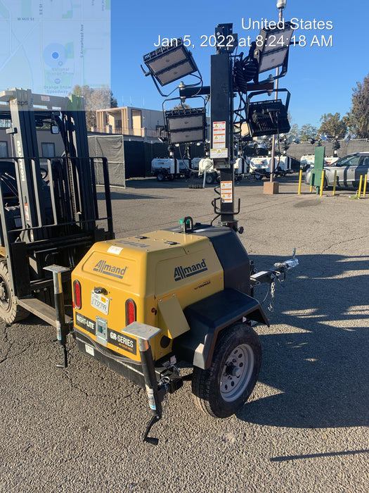 2021 Allmand NLV3GR (4) LED Light Fixture 350W, 23' Vertical Mast, 3kW Prime, Towable, Deep Sea L401, Leveling Jacks, Yanmar T4F 5.8hp