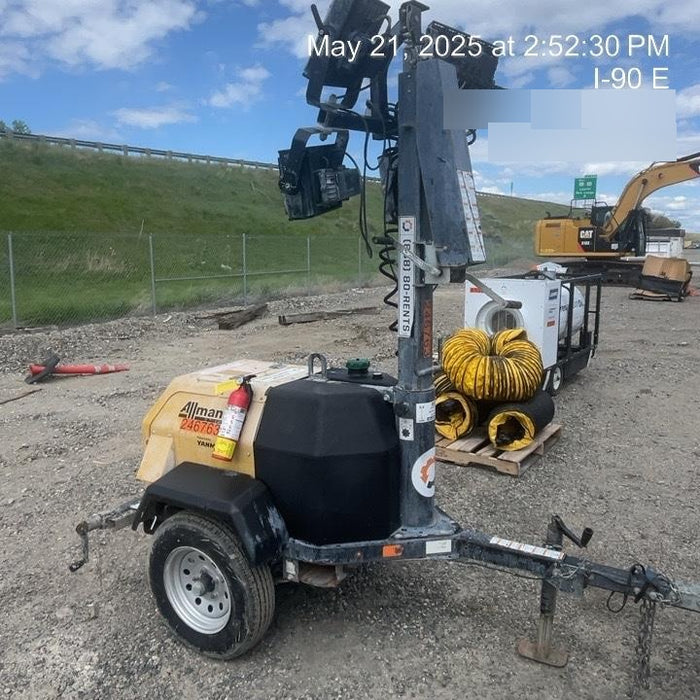 2022 Allmand NLV3GR (4) LED Light Fixture 350W, 23' Vertical Mast, 3kW Prime, Towable, ES Decals, T3