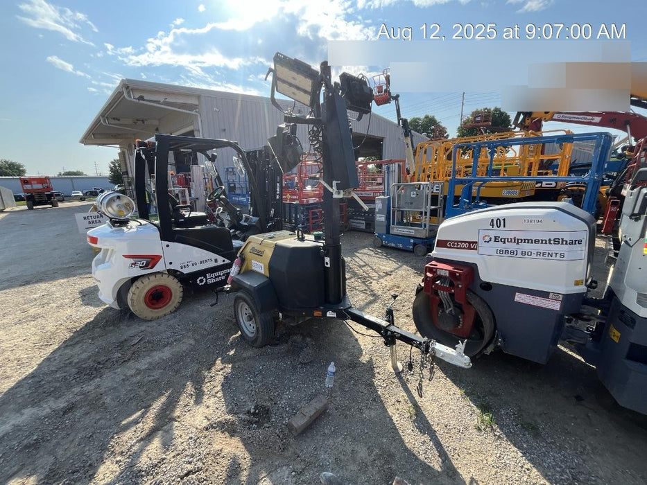 2022 Allmand NLV3GR (4) LED Light Fixture 350W, 23' Vertical Mast, 3kW Prime, Towable, Deep Sea L401, Leveling Jacks, Yanmar T4F 5.8hp