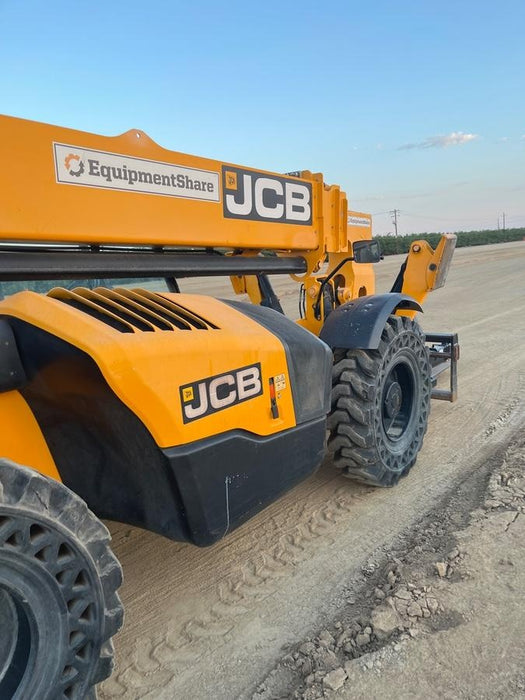 2019 JCB 510-56 74 HP w/Open ROPS, Beacon, Aux Hydraulics, Worklights, Solid Tires w/60" Carriage/Forks