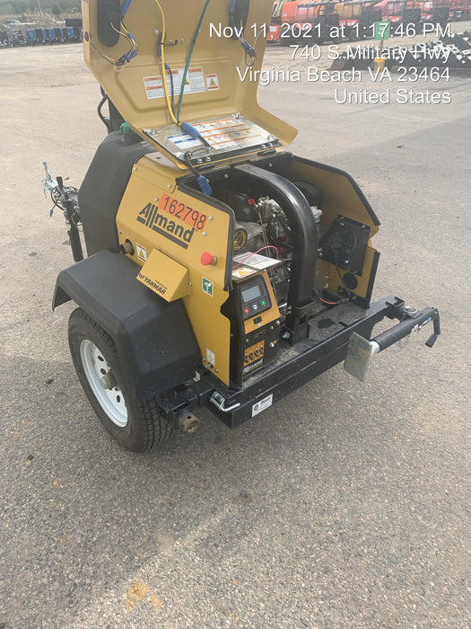 2021 Allmand NLV3GR (4) LED Light Fixture 350W, 23' Vertical Mast, 3kW Prime, Towable, Deep Sea L401, Leveling Jacks, Yanmar T4F 5.8hp