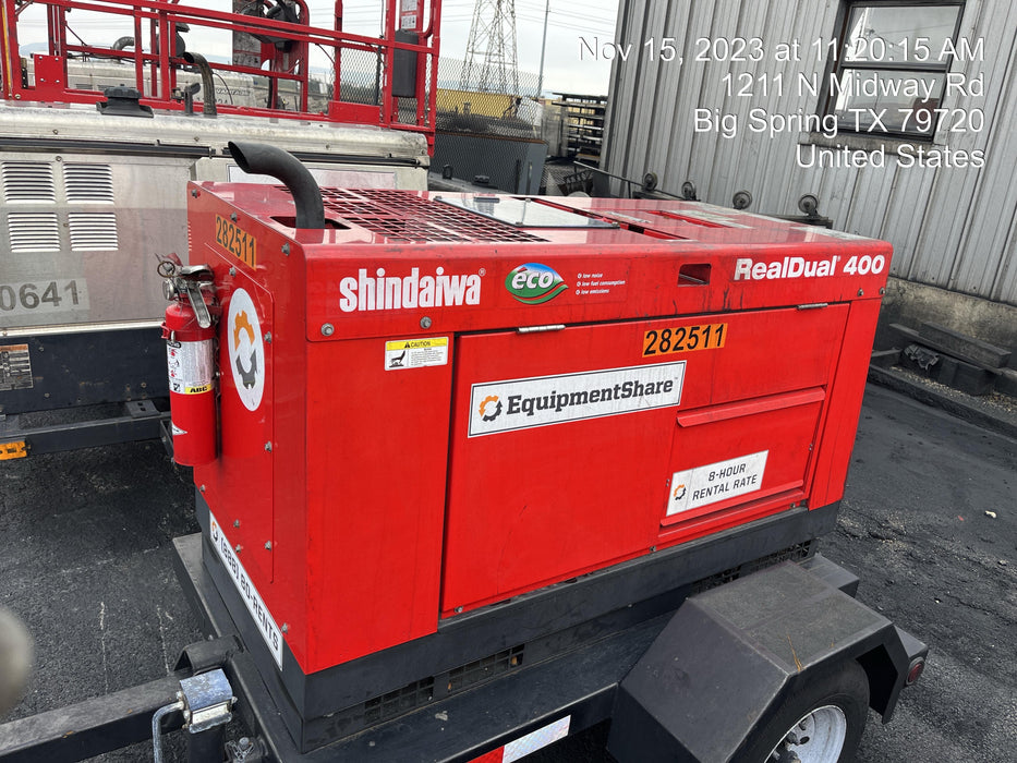 2022 Shindaiwa DGW400MDL Kubota D902 Engine, 23 HP, Dual Op Welder, Wire, Arc, Droop Stick, Tig, and CC Stick Functionality, Simulphase, 3 Phase and 1 Phase Gen Output, Single Axle NB Trlr, Slr Trckl Chrg 12V 12W, Fire Ext