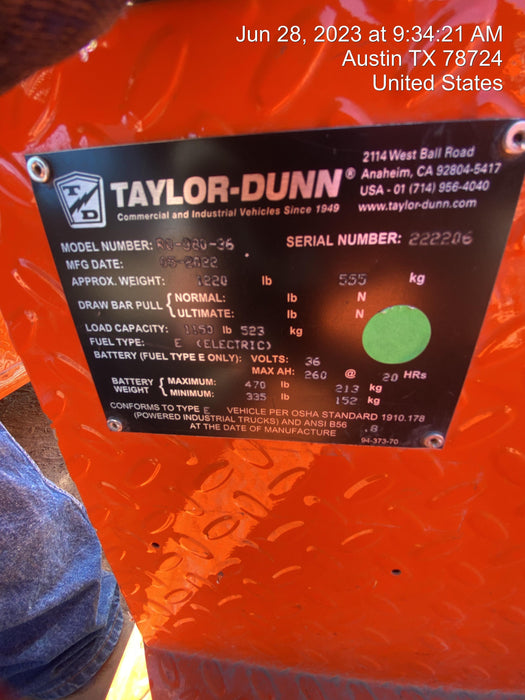 2022 TAYLOR DUNN R-380