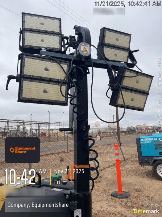 Allmand NLV3GR (4) LED Light Fixture 350W, 23' Vertical Mast, 3kW Prime, Towable, Deep Sea L401, Leveling Jacks, Yanmar T4F 5.8hp