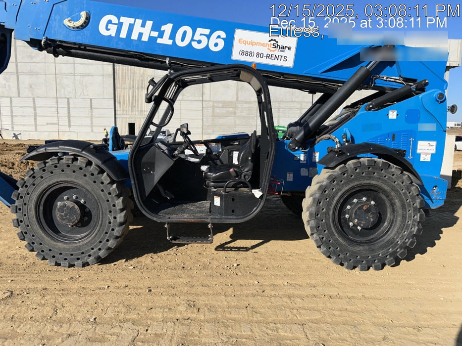 2019 Genie GTH-1056 Canopy, Solid RT Tires, LED Work Lights, Beacon 60" QA Carriage, 60" Forks