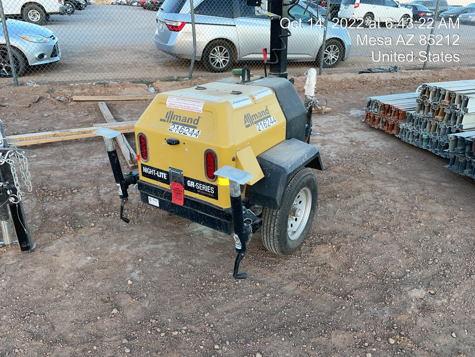 2022 Allmand NLV3GR (4) LED Light Fixture 350W, 23' Vertical Mast, 3kW Prime, Towable, Deep Sea L401, Leveling Jacks, Yanmar T4F 5.8hp