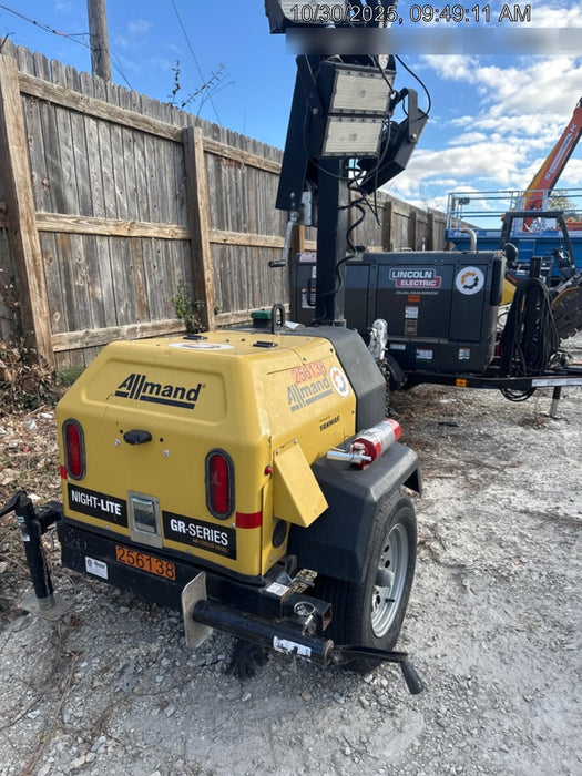 2022 Allmand NLV3GR (4) LED Light Fixture 350W, 23' Vertical Mast, 3kW Prime, Towable, ES Decals, T3