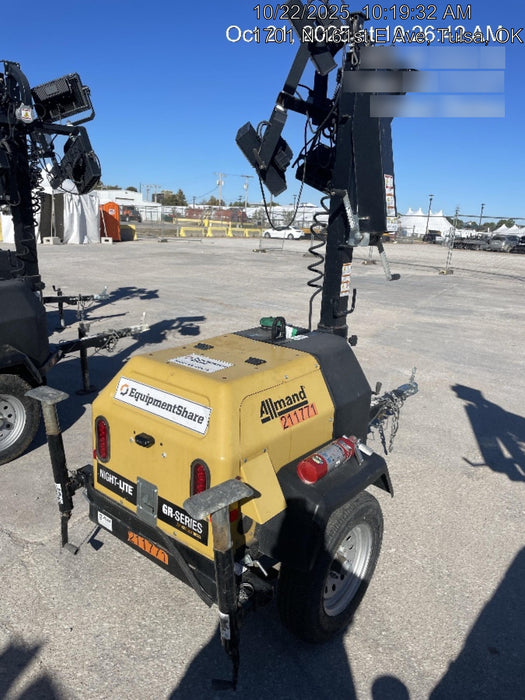 2022 Allmand NLV3GR (4) LED Light Fixture 350W, 23' Vertical Mast, 3kW Prime, Towable, Deep Sea L401, Leveling Jacks, Yanmar T4F 5.8hp