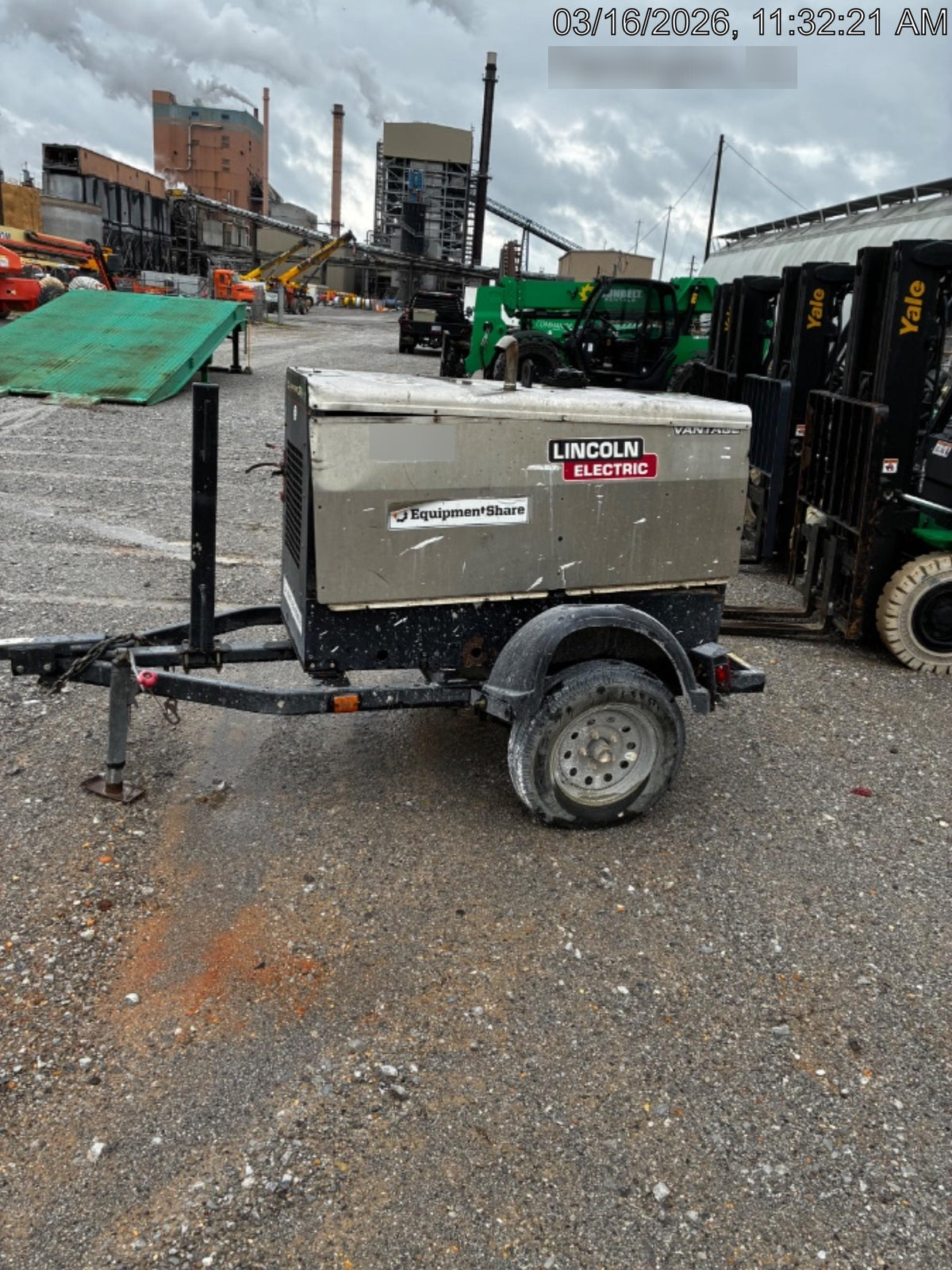 2019 Lincoln Electric Vantage 322 Welder Ready-Pak 3, Two wheel trailer, Fender and Light kit, Cable Rack