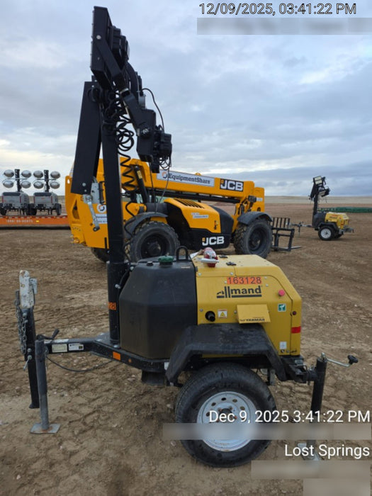 2021 Allmand NLV3GR (4) LED Light Fixture 350W, 23' Vertical Mast, 3kW Prime, Towable, Deep Sea L401, Leveling Jacks, Yanmar T4F 5.8hp