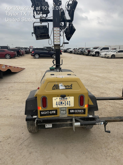 2022 Allmand NLV3GR (4) LED Light Fixture 350W, 23' Vertical Mast, 3kW Prime, Towable, ES Decals, T3