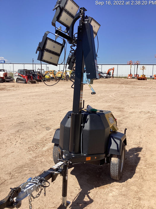 2022 Allmand NLV3GR (4) LED Light Fixture 350W, 23' Vertical Mast, 3kW Prime, Towable, Deep Sea L401, Leveling Jacks, Yanmar T4F 5.8hp