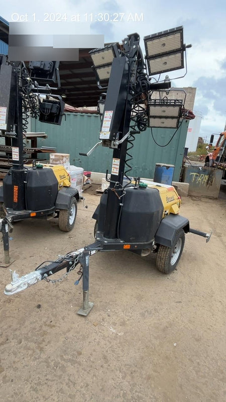 2021 Allmand NLV3GR (4) LED Light Fixture 350W, 23' Vertical Mast, 3kW Prime, Towable, Deep Sea L401, Leveling Jacks, Yanmar T4F 5.8hp