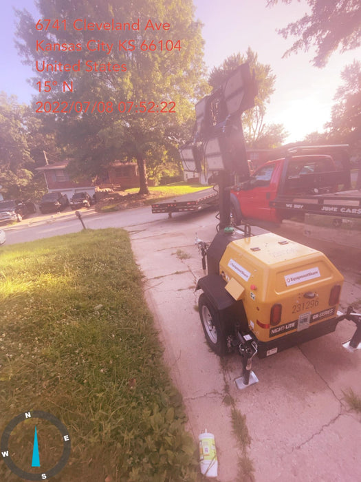 2022 Allmand NLV3GR (4) LED Light Fixture 350W, 23' Vertical Mast, 3kW Prime, Towable, Deep Sea L401, Leveling Jacks, Yanmar T4F 5.8hp