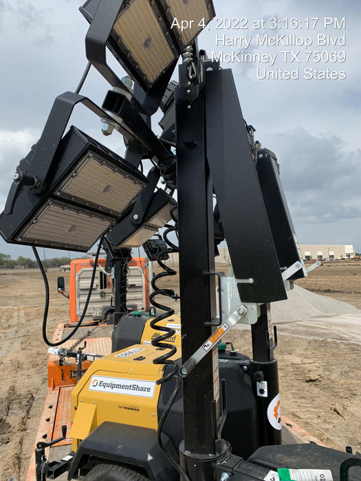 2022 Allmand NLV3GR (4) LED Light Fixture 350W, 23' Vertical Mast, 3kW Prime, Towable, Deep Sea L401, Leveling Jacks, Yanmar T4F 5.8hp