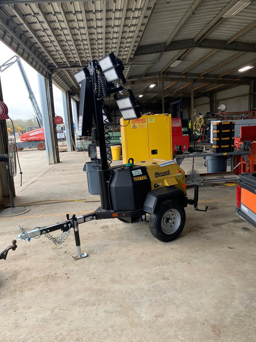 2022 Allmand NLV3GR (4) LED Light Fixture 350W, 23' Vertical Mast, 3kW Prime, Towable, Deep Sea L401, Leveling Jacks, Yanmar T4F 5.8hp