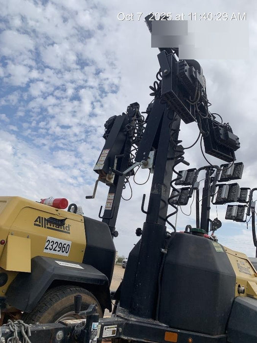 2022 Allmand NLV3GR (4) LED Light Fixture 350W, 23' Vertical Mast, 3kW Prime, Towable, Deep Sea L401, Leveling Jacks, Yanmar T4F 5.8hp