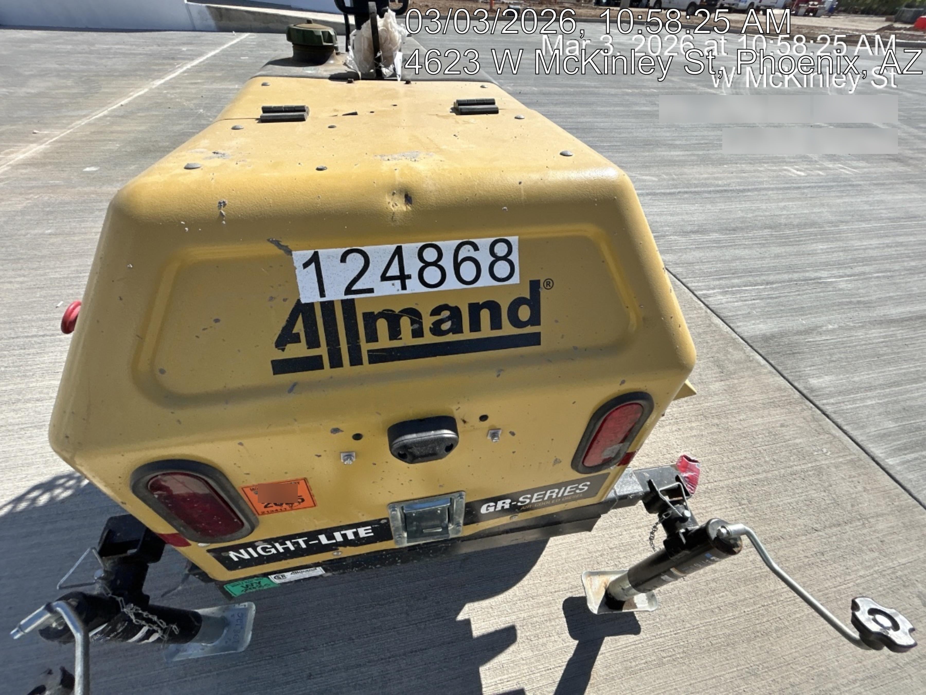 2020 Allmand NLV3GR (4) LED Light Fixture 350W, 23' Vertical Mast, 3kW Prime, Towable, Deep Sea L401, Leveling Jacks, Yanmar T4F 5.8hp