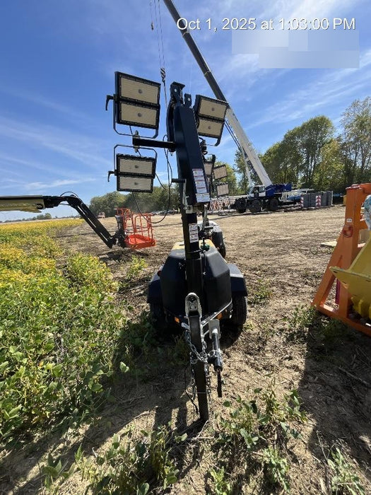 2022 Allmand NLV3GR (4) LED Light Fixture 350W, 23' Vertical Mast, 3kW Prime, Towable, Deep Sea L401, Leveling Jacks, Yanmar T4F 5.8hp