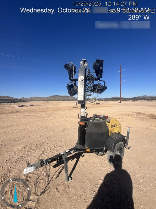 2021 Allmand NLV3GR (4) LED Light Fixture 350W, 23' Vertical Mast, 3kW Prime, Towable, Deep Sea L401, Leveling Jacks, Yanmar T4F 5.8hp