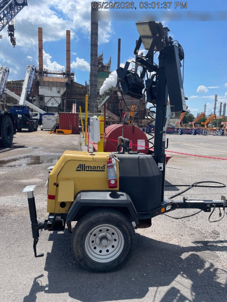 2022 Allmand NLV3GR (4) LED Light Fixture 350W, 23' Vertical Mast, 3kW Prime, Towable, Deep Sea L401, Leveling Jacks, Yanmar T4F 5.8hp