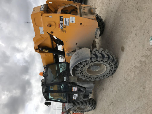 2019 JCB 509-42 JCB 509-42 Enclosed Cab, 74 HP, Solid Tires, Worklights, Beacon, Aux Hydraulics, Lifting Eye w/60" Carriage/60" Forks