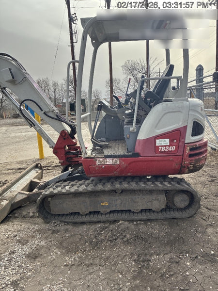 2019 Takeuchi TB240 Takeuchi TB240 Canopy w/Rubber Tracks, Auxiliary Hydraulics, Manual QC, Hydraulic Thumb, 12/18/24" Buckets