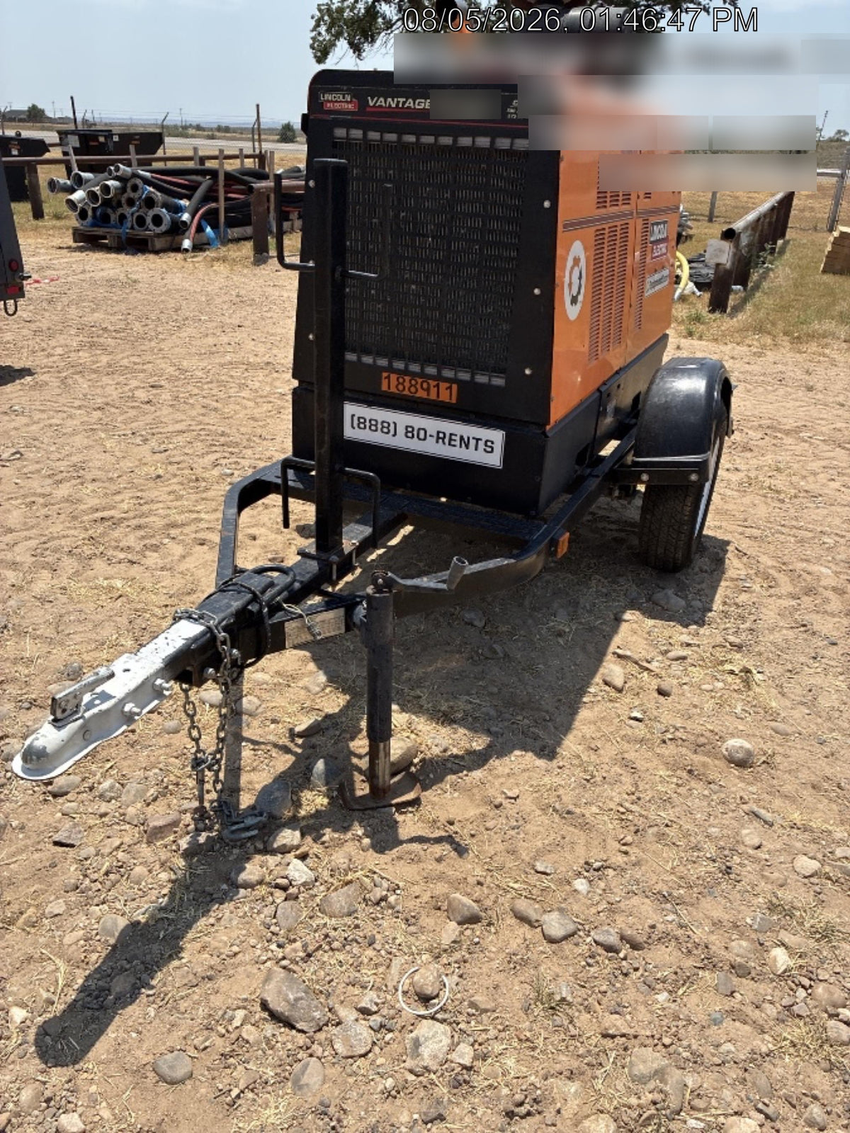 2021 Lincoln Electric Vantage 549X Ready Pak 3, ORANGE (includes trailer, cable rack, fender light kit)