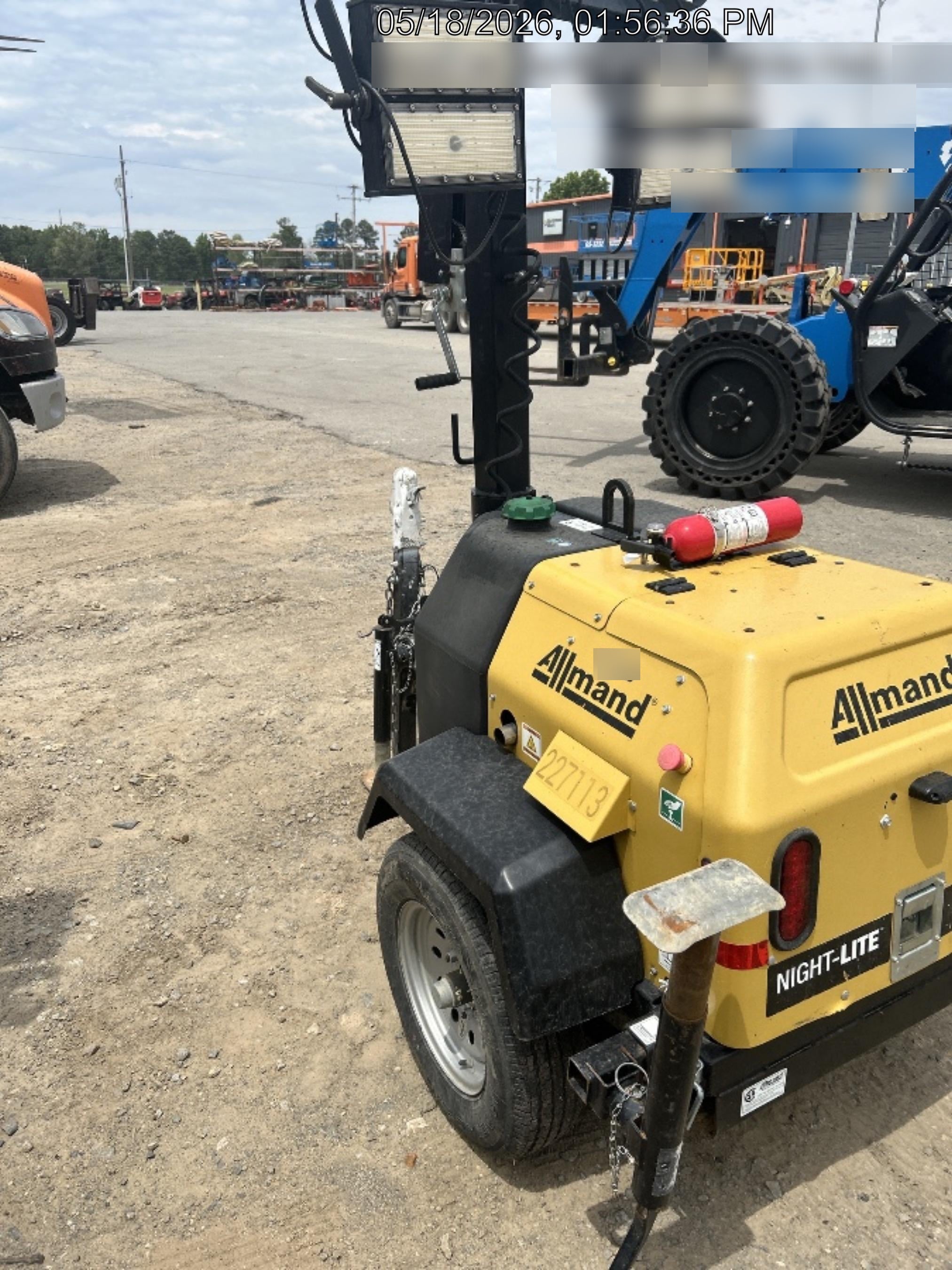 2022 Allmand NLV3GR (4) LED Light Fixture 350W, 23' Vertical Mast, 3kW Prime, Towable, Deep Sea L401, Leveling Jacks, Yanmar T4F 5.8hp