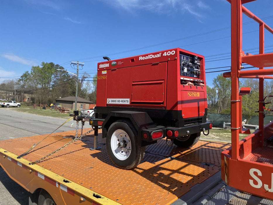 2023 Shindaiwa DGW400MDL Kubota D902 Engine, 23 HP, Dual Op Welder, Wire, Arc, Droop Stick, Tig, and CC Stick Functionality, Simulphase, 3 Phase and 1 Phase Gen Output, Single Axle NB Trlr, Slr Trckl Chrg 12V 12W, Fire Ext