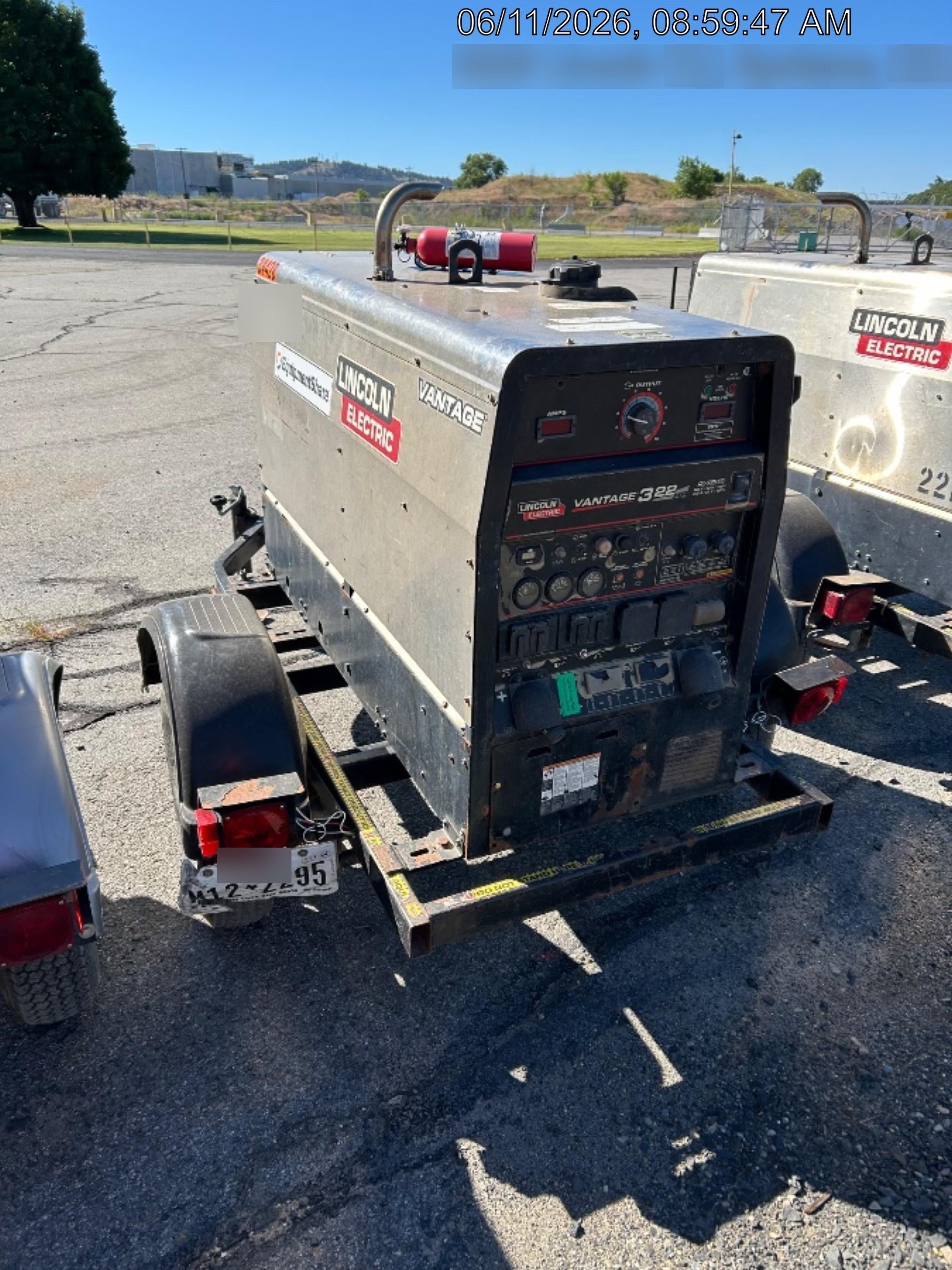 2019 Lincoln Electric Vantage 322 Welder Ready-Pak 3, Two wheel trailer, Fender and Light kit, Cable Rack