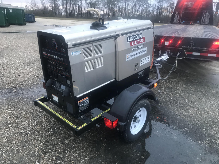 2019 Lincoln Electric Vantage 322 Welder Ready-Pak 3, Two wheel trailer, Fender and Light kit, Cable Rack