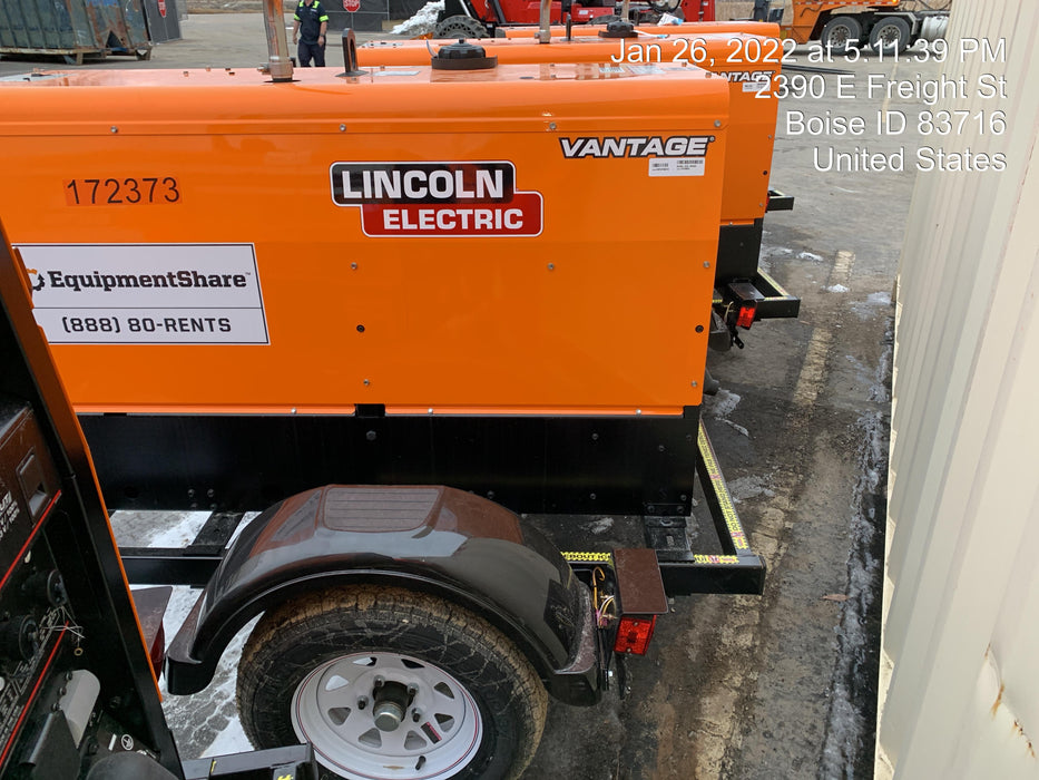 2021 Lincoln Electric Vantage 322 Vantage 322 Ready Pak 3 w/ Decals, ORANGE (includes trailer, cable rack, fender light kit) NO Telematics