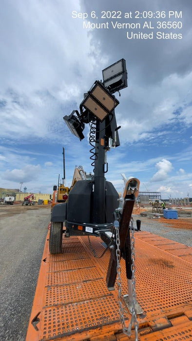 2022 Allmand NLV3GR (4) LED Light Fixture 350W, 23' Vertical Mast, 3kW Prime, Towable, Deep Sea L401, Leveling Jacks, Yanmar T4F 5.8hp