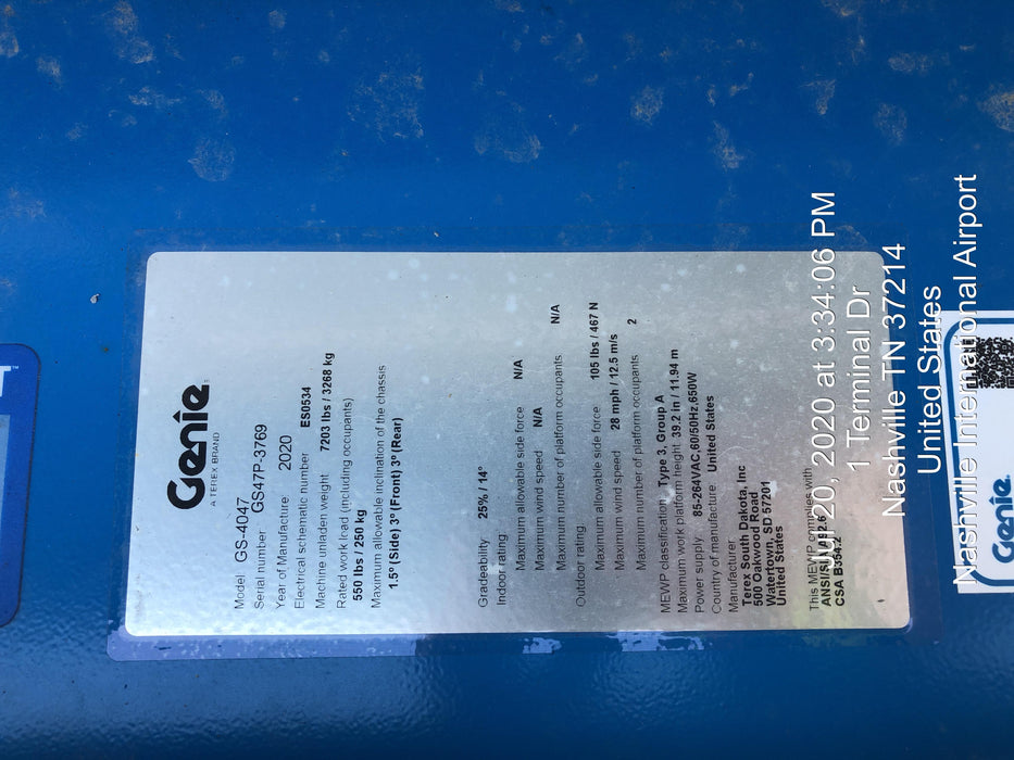 2020 GENIE GS-4047