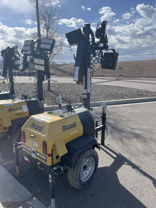 2022 Allmand NLV3GR (4) LED Light Fixture 350W, 23' Vertical Mast, 3kW Prime, Towable, Deep Sea L401, Leveling Jacks, Yanmar T4F 5.8hp