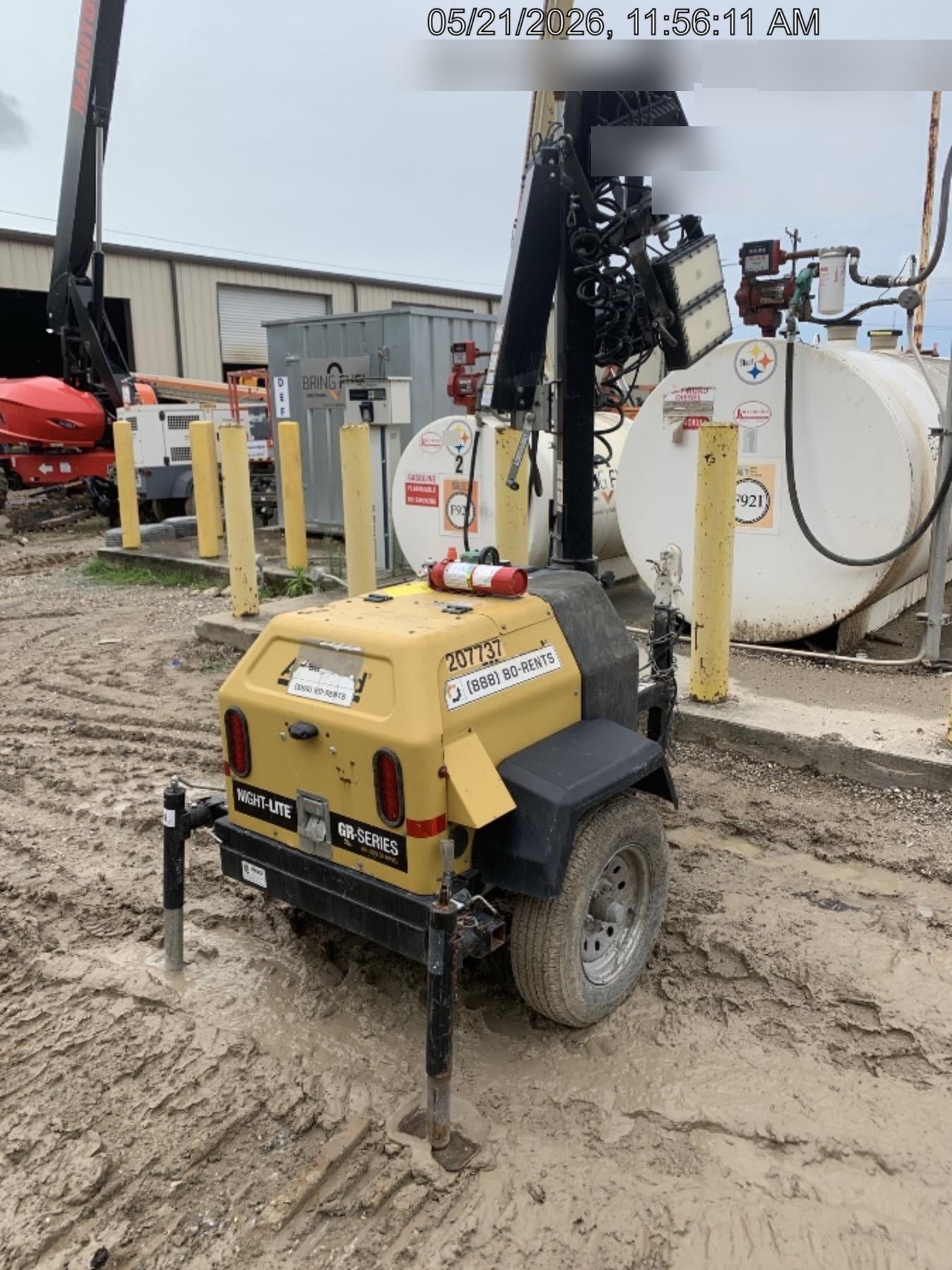 2022 Allmand NLV3GR (4) LED Light Fixture 350W, 23' Vertical Mast, 3kW Prime, Towable, Deep Sea L401, Leveling Jacks, Yanmar T4F 5.8hp